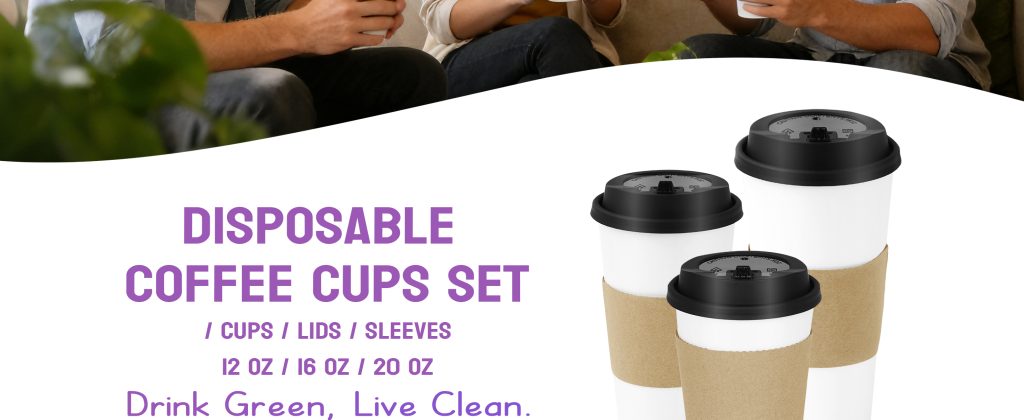 12 oz disposable coffee cups with lids and sleeves, 50 pack white paper hot cups for ice coffee, tea, bulk iced drinks, disposable cups for office, coffee bar and parties
